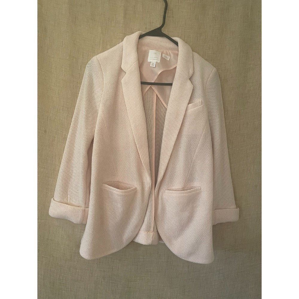 LC Lauren Conrad Knit Blazer Career Office Pastel Pink Cuffed Sleeve Size 2‎